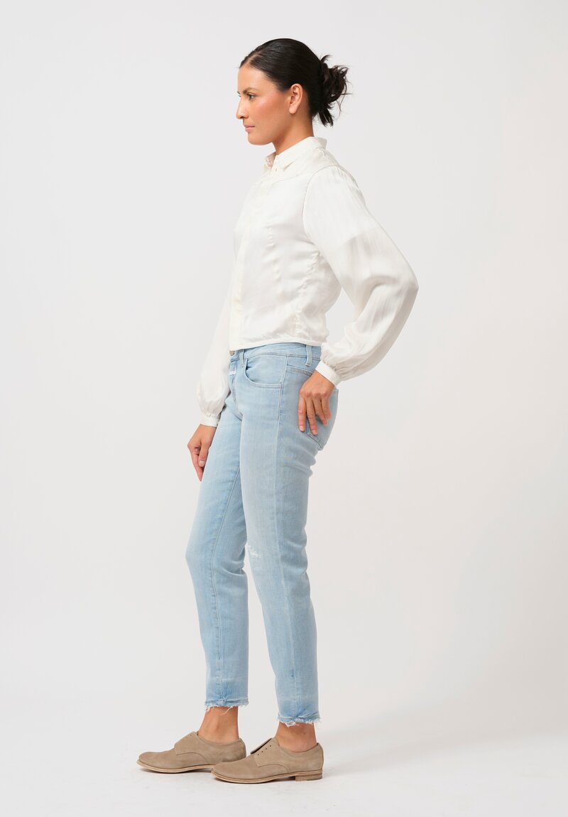 Umit Unal Hand-Stitched Silk Shirt in Original White	