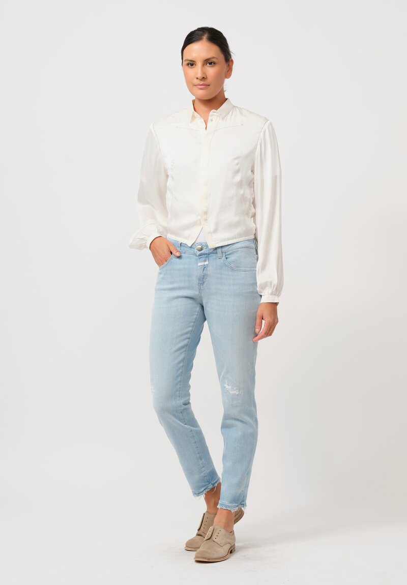 Umit Unal Hand-Stitched Silk Shirt in Original White	