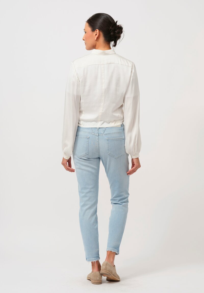 Umit Unal Hand-Stitched Silk Shirt in Original White	