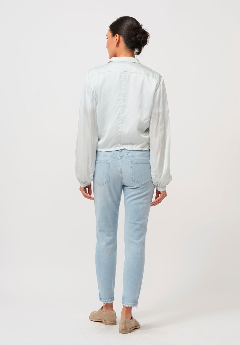 Umit Unal Hand-Stitched Silk Shirt in Ice Blue	