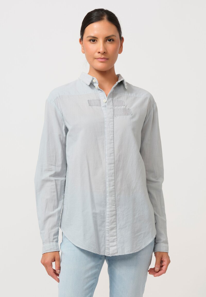 Umit Unal Hand-Stitched Cotton Shirt in Light Blue	