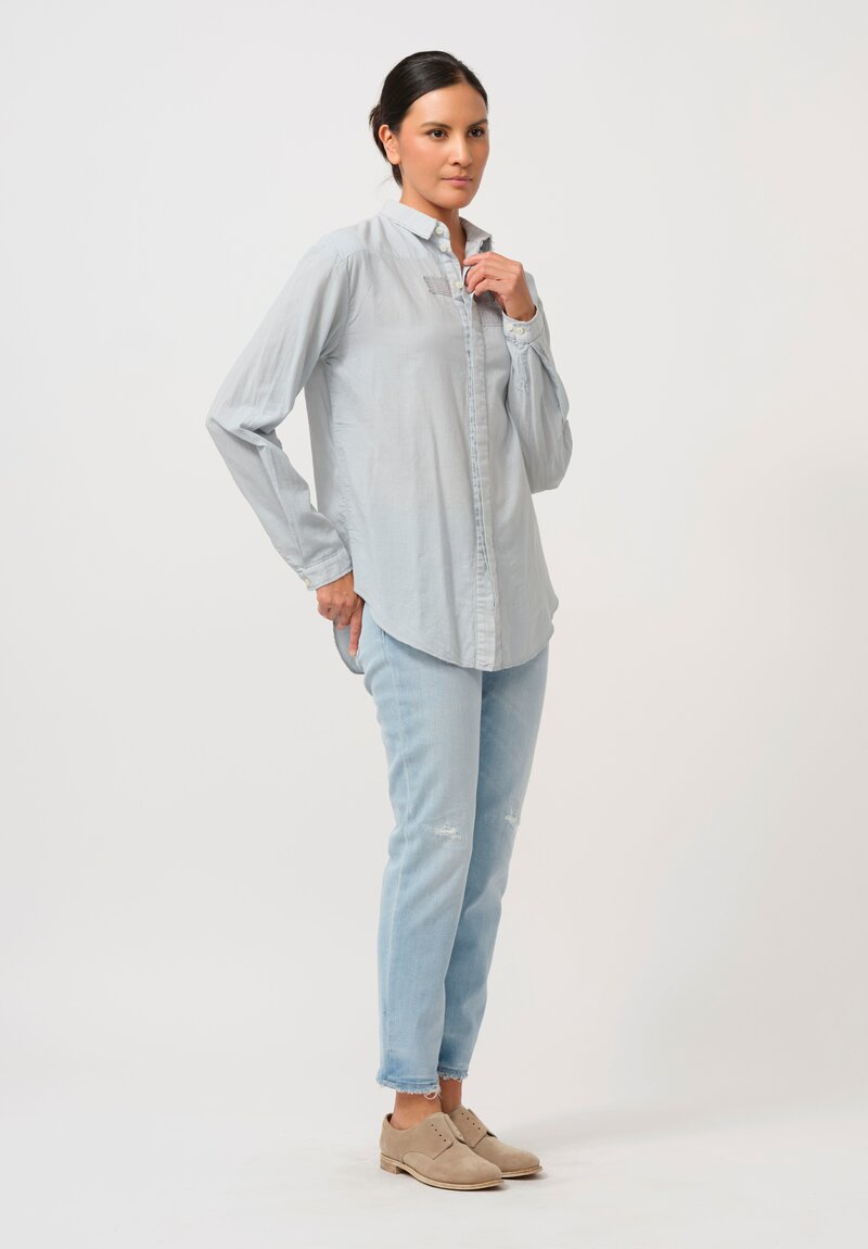 Umit Unal Hand-Stitched Cotton Shirt in Light Blue	