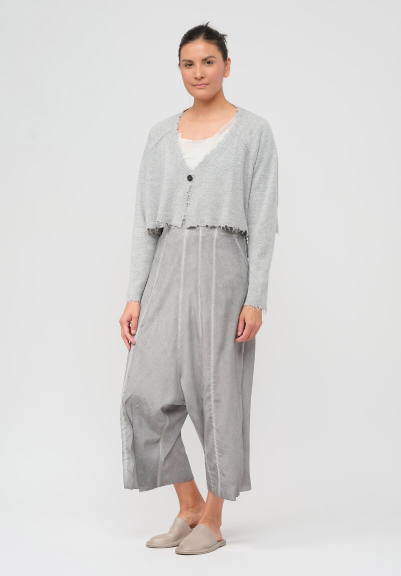 Rundholz Dip Cropped Raccoon Knit Cardigan in Coal Cloud Grey	