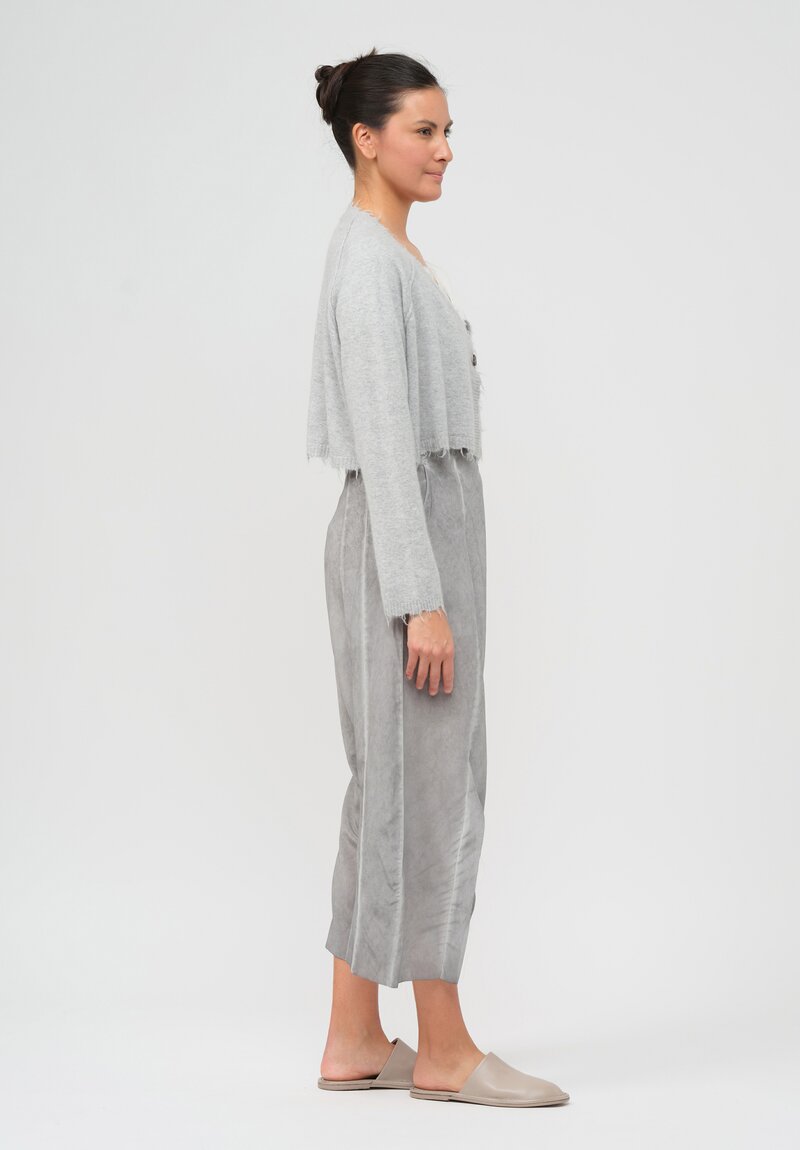 Rundholz Dip Cropped Raccoon Knit Cardigan in Coal Cloud Grey	