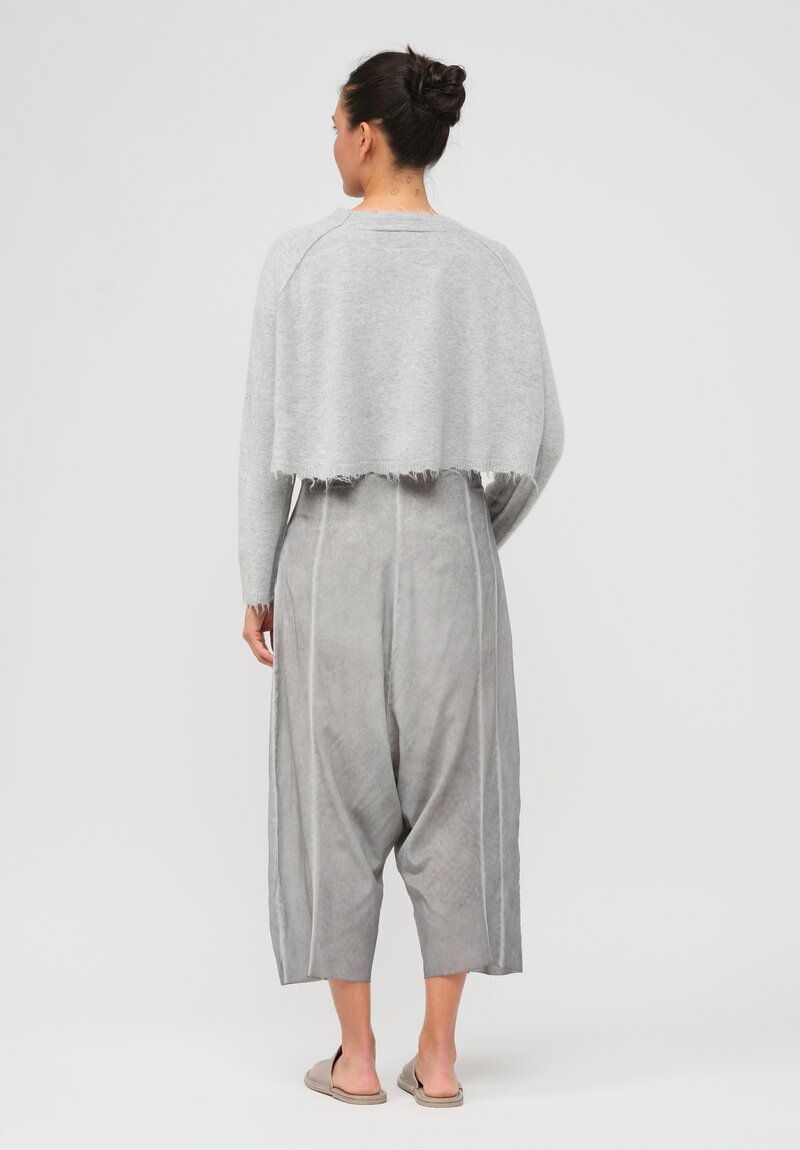 Rundholz Dip Cropped Raccoon Knit Cardigan in Coal Cloud Grey	