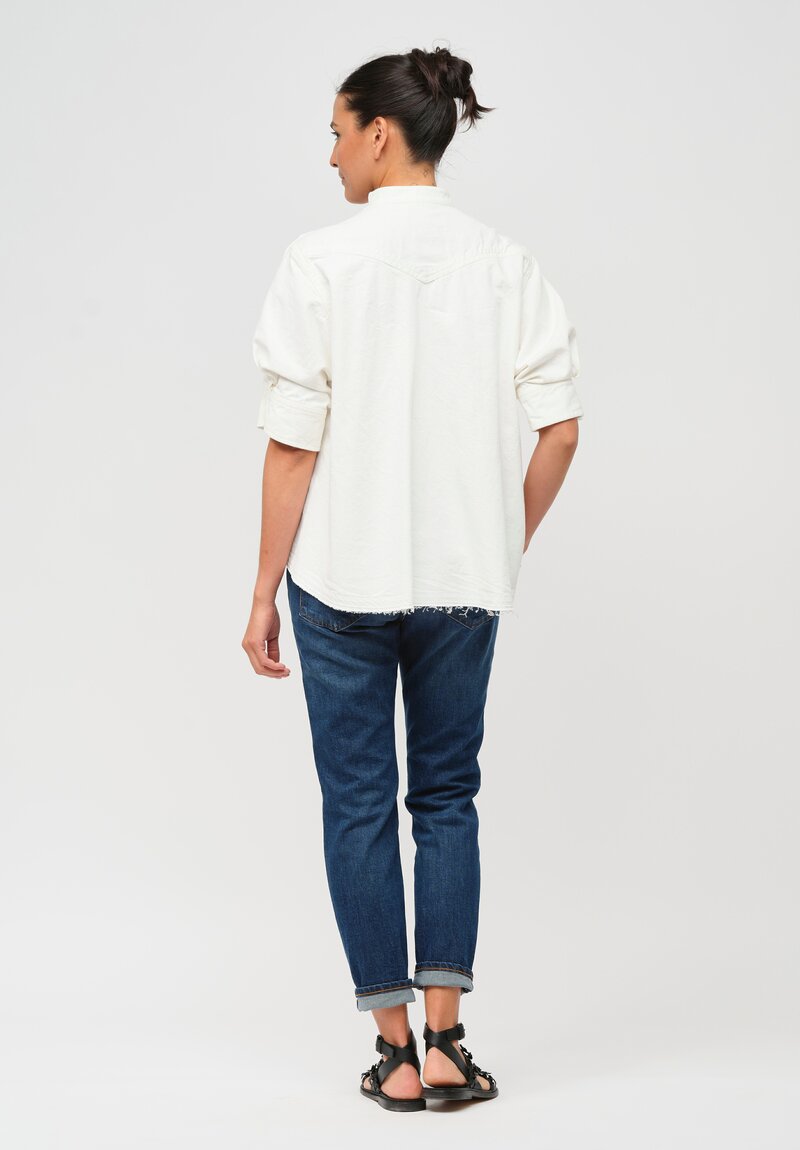 Sacai Denim Knit Hybrid Pullover in White	
