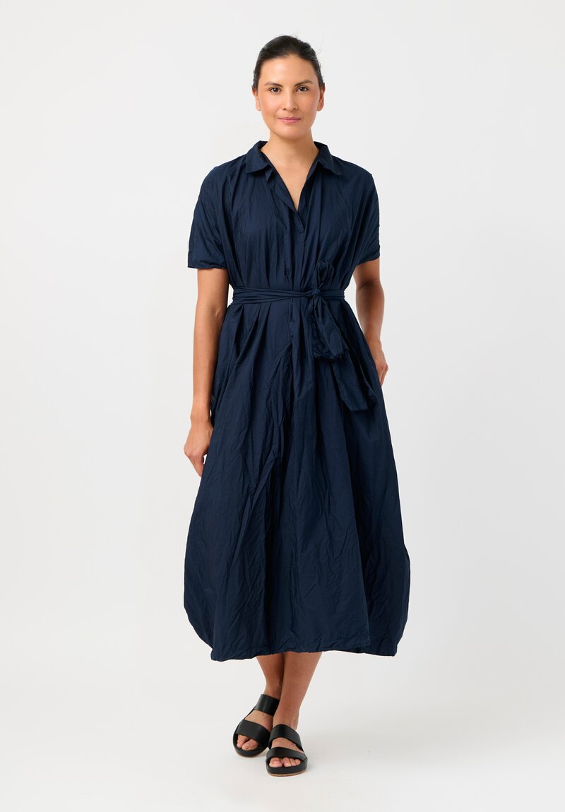 Daniela Gregis Washed Cotton Manichina Dress in Navy Blue