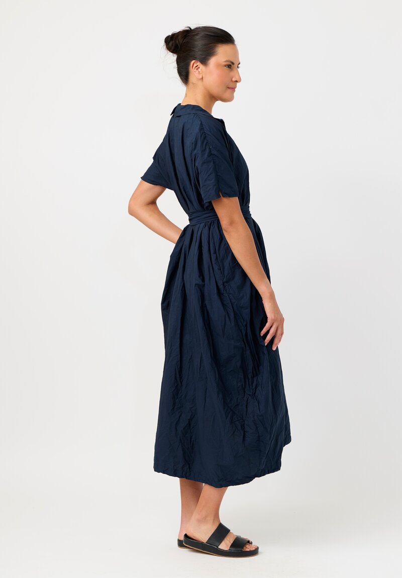 Daniela Gregis Washed Cotton Manichina Dress in Navy Blue