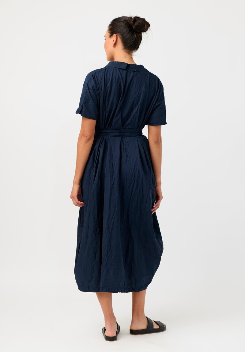 Daniela Gregis Washed Cotton Manichina Dress in Navy Blue