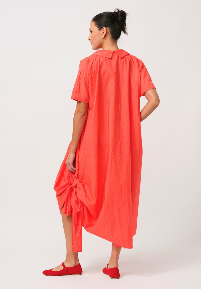 Daniela Gregis Washed Cotton Manichina Dress in Glow Red	