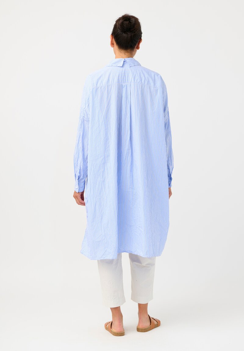 Daniela Gregis Washed Cotton Uomo Pari Tunic in White & Pale Blue Stripe