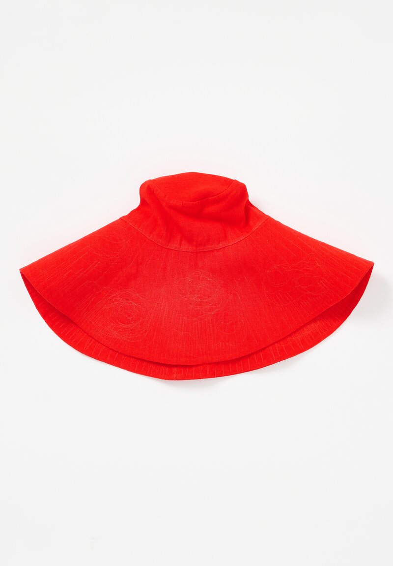 Daniela Gregis Linen Tenda Hat in Rosso Red	