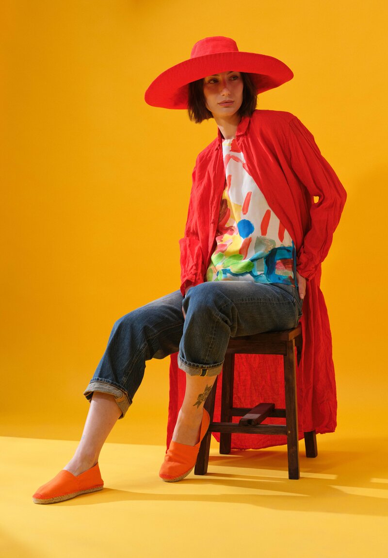 Daniela Gregis Linen Tenda Hat in Rosso Red