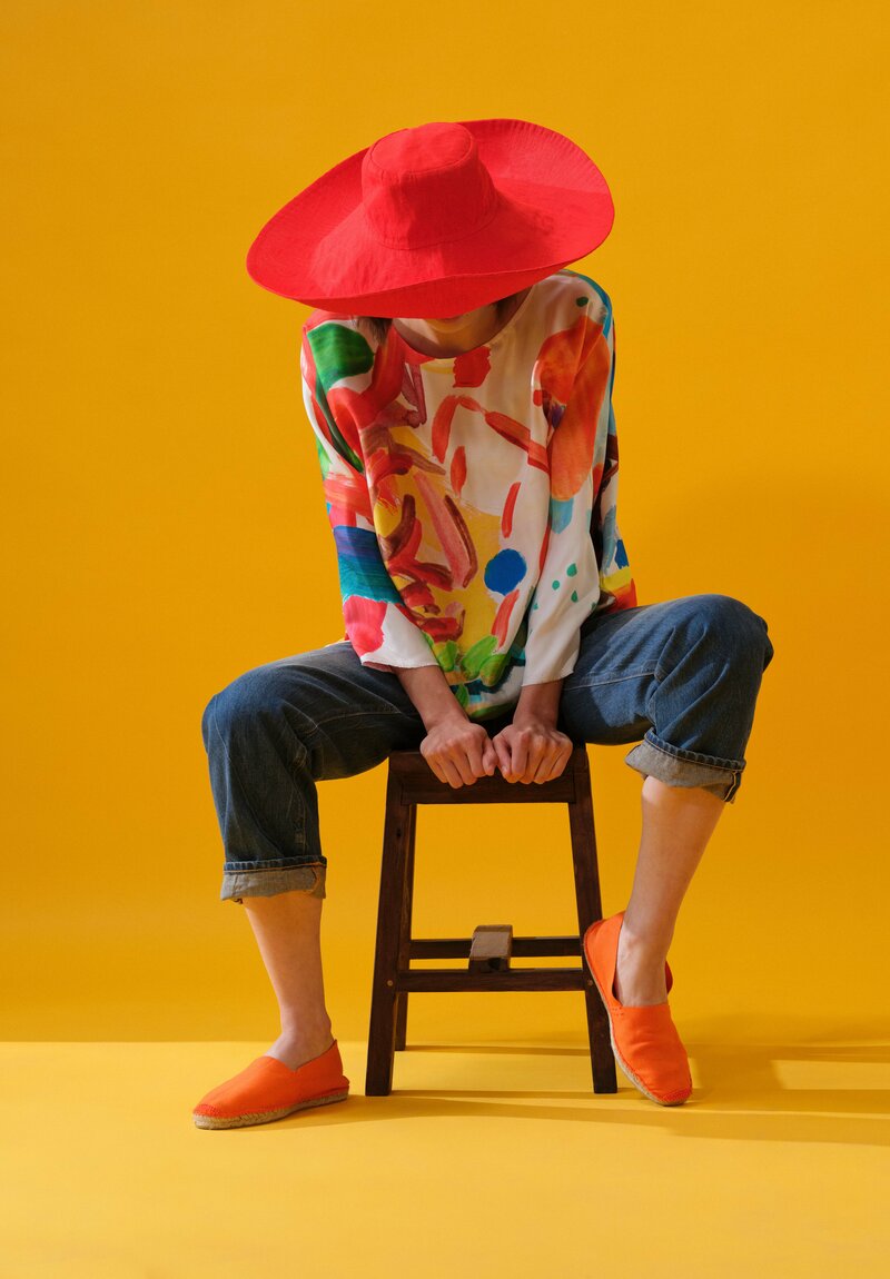 Daniela Gregis Linen Tenda Hat in Rosso Red