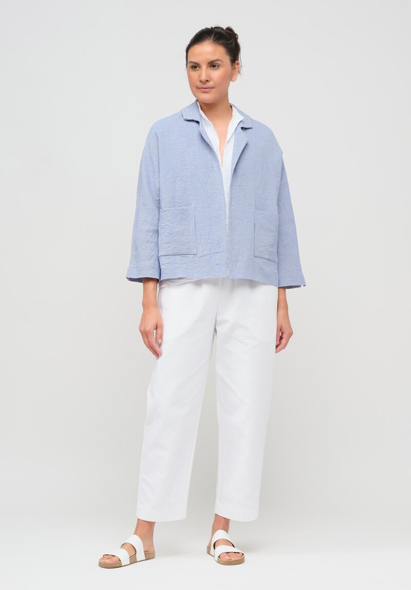 Daniela Gregis Linen Peonia Nido Jacket in Celeste Blue	