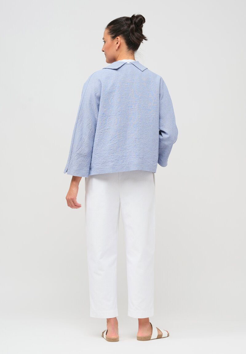 Daniela Gregis Linen Peonia Nido Jacket in Celeste Blue	