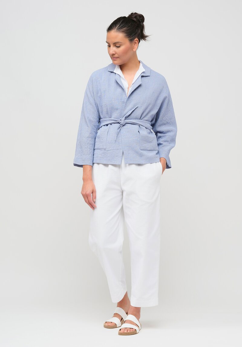 Daniela Gregis Linen Peonia Nido Jacket in Celeste Blue	