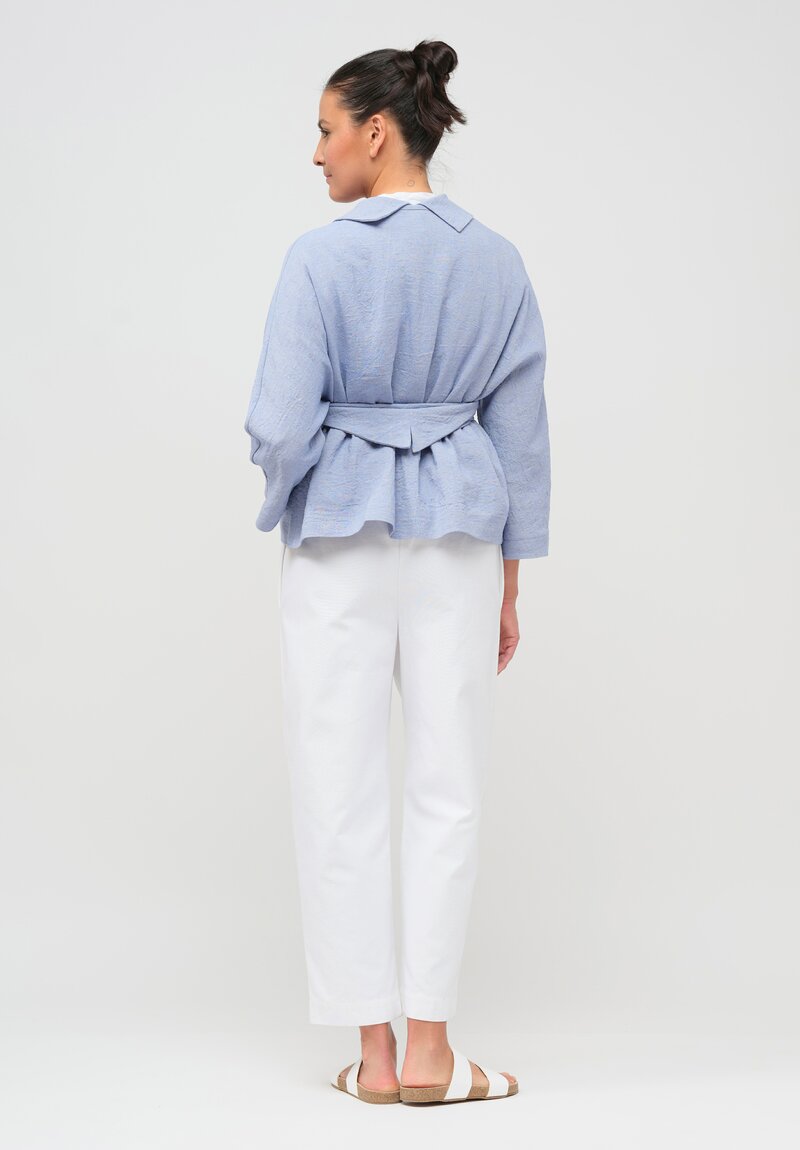 Daniela Gregis Linen Peonia Nido Jacket in Celeste Blue	