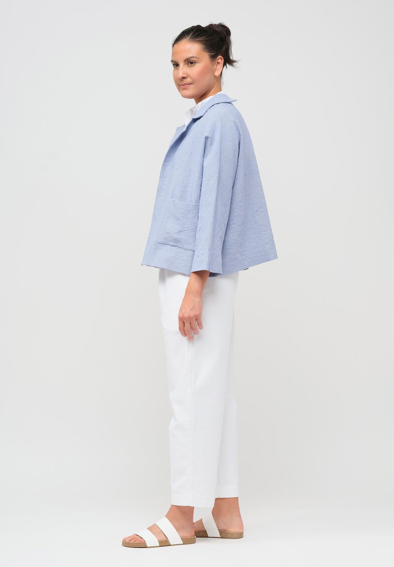 Daniela Gregis Linen Peonia Nido Jacket in Celeste Blue	