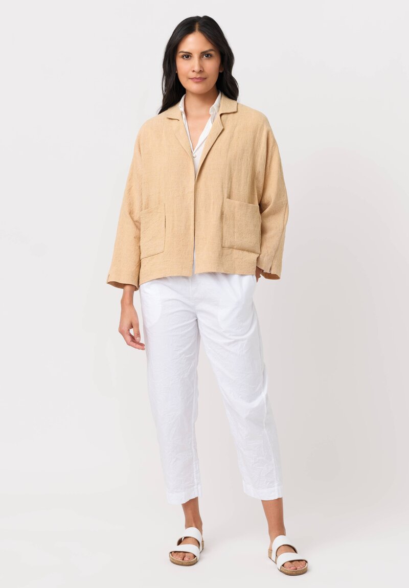 Daniela Gregis Linen Peonia Nido Jacket in Miele Brown