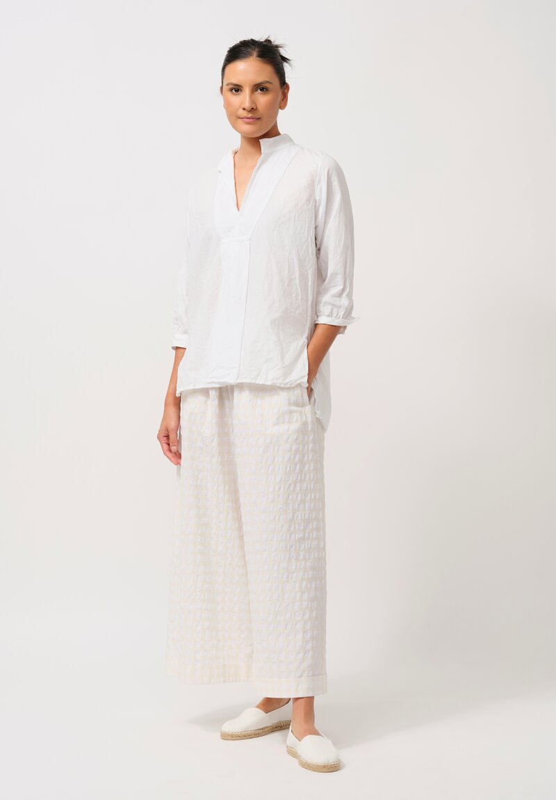 Daniela Gregis Washed Cotton Pigiama Pants in Cream & White Check	