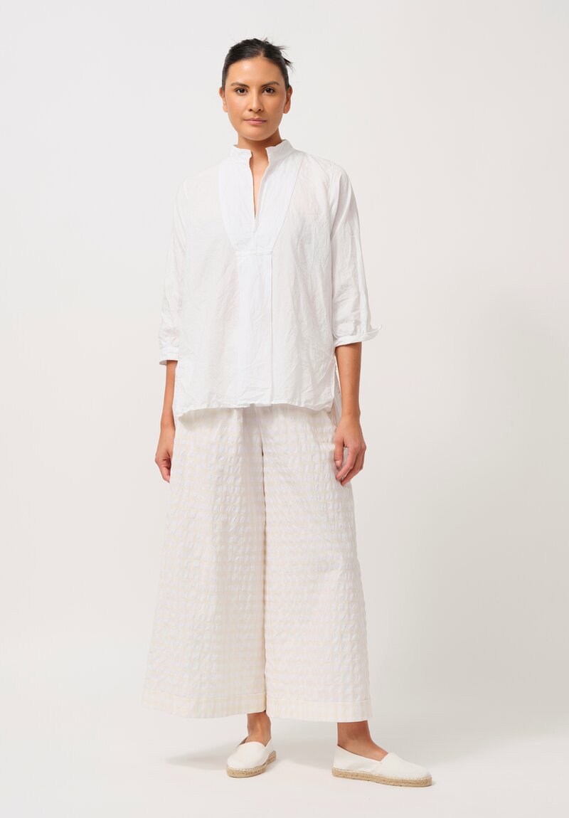 Daniela Gregis Washed Cotton Pigiama Pants in Cream & White Check	