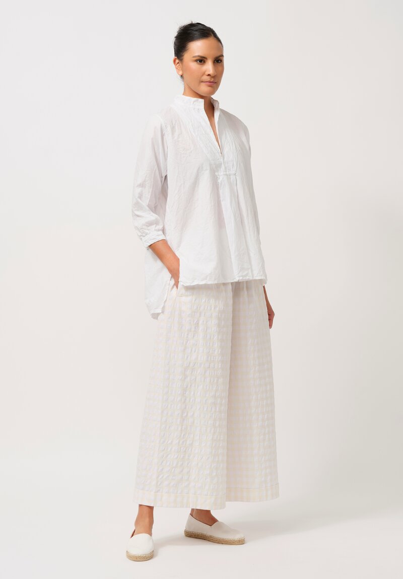 Daniela Gregis Washed Cotton Pigiama Pants in Cream & White Check	