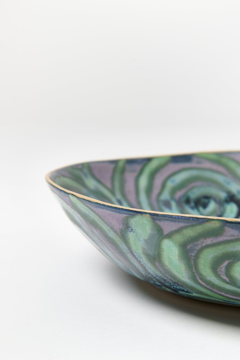 Laurie Goldstein Ceramic Salad Bowl in Lavender Blue & Green	