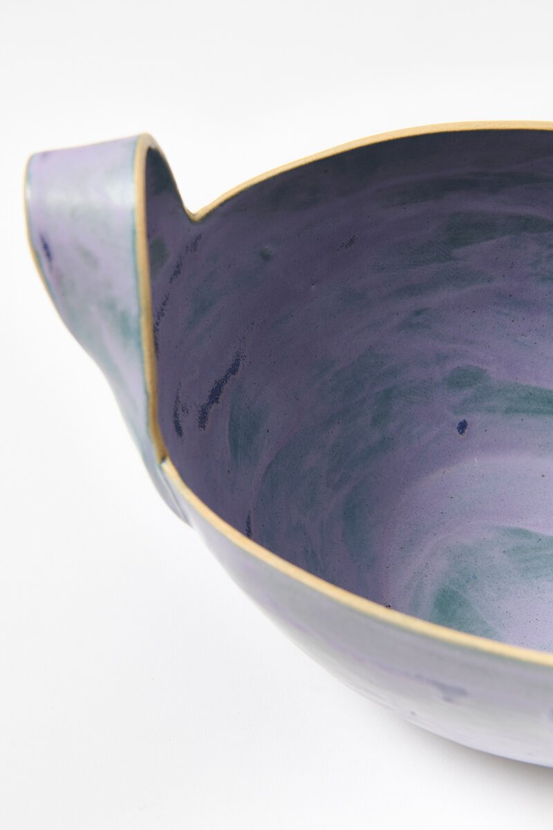Laurie Goldstein Ceramic Basket Bowl in Lavender Blue & Green	