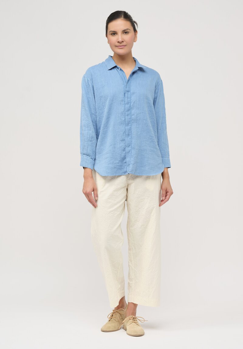 Cottle Hemp & Cotton Champetre Bouquet Shirt in Asagi Blue	