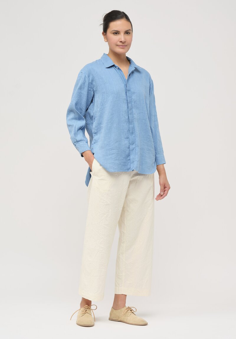 Cottle Hemp & Cotton Champetre Bouquet Shirt in Asagi Blue	