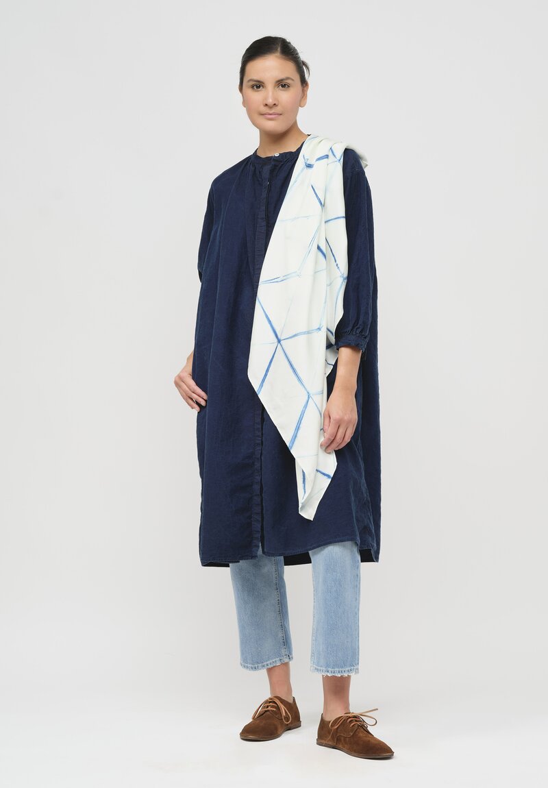 Cottle Silk Leaf Vein Fermentation Scarf in White & Blue Vein	