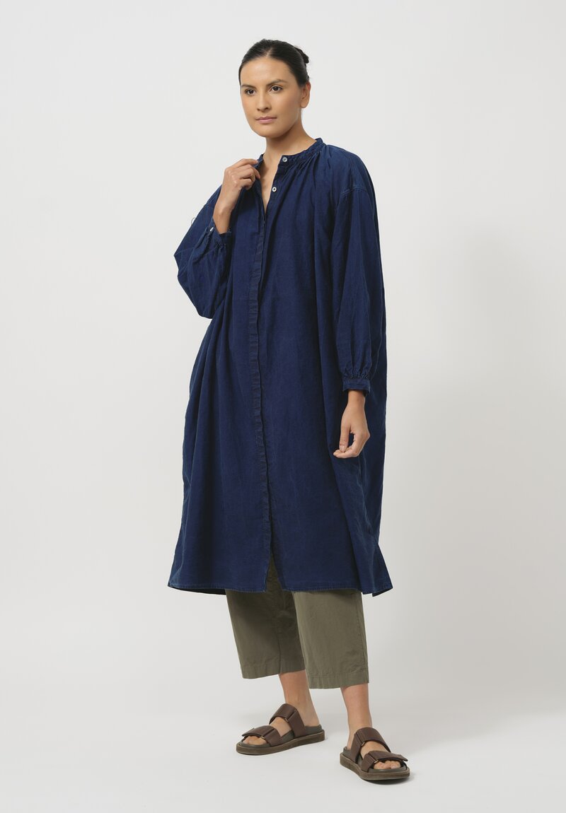 Cottle Silk & Hemp Leaf Vein Chapel Tunic in Indigo Blue	