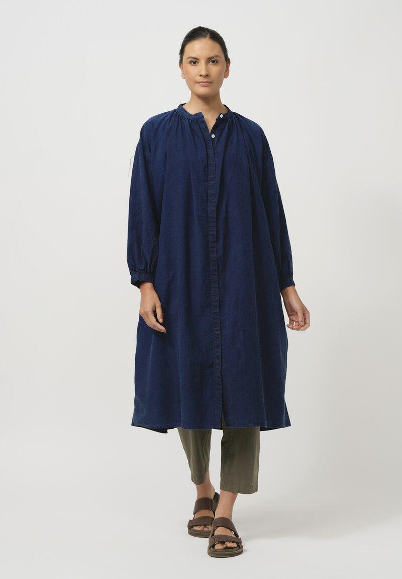 Cottle Silk & Hemp Leaf Vein Chapel Tunic in Indigo Blue	