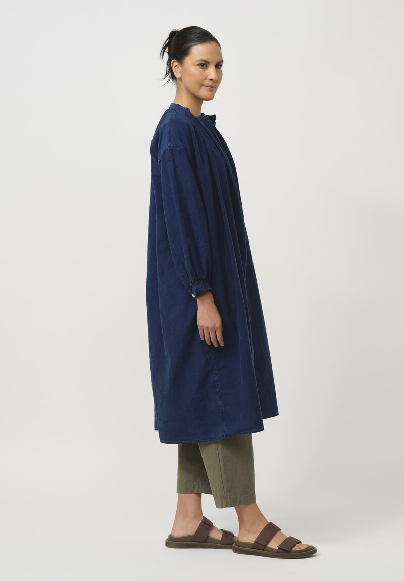 Cottle Silk & Hemp Leaf Vein Chapel Tunic in Indigo Blue	