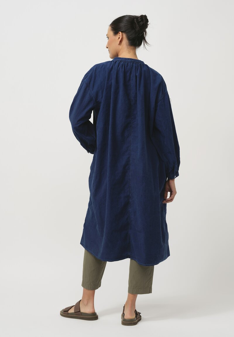 Cottle Silk & Hemp Leaf Vein Chapel Tunic in Indigo Blue	