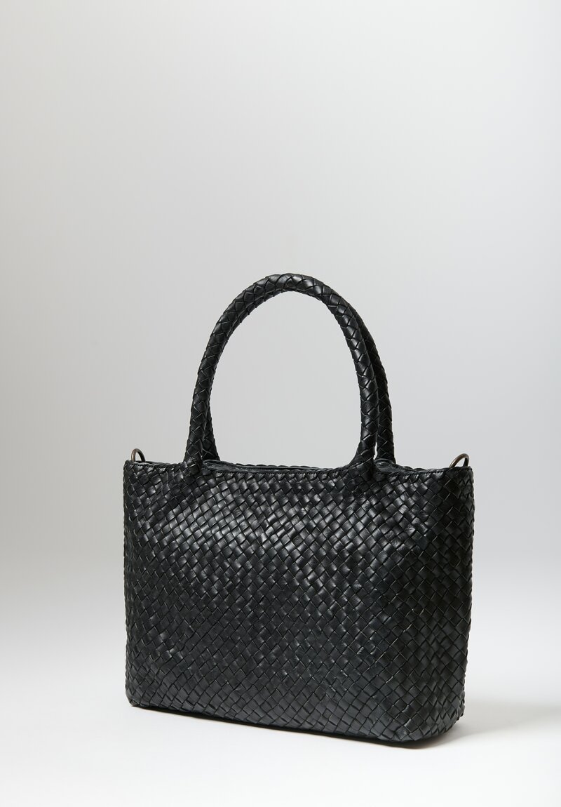 Officine Creative Small Woven Leather Class Tote Bag in Nero	