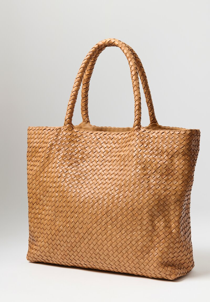 Officine Creative Large Woven Leather Class Tote Bag in Gobi Brown	