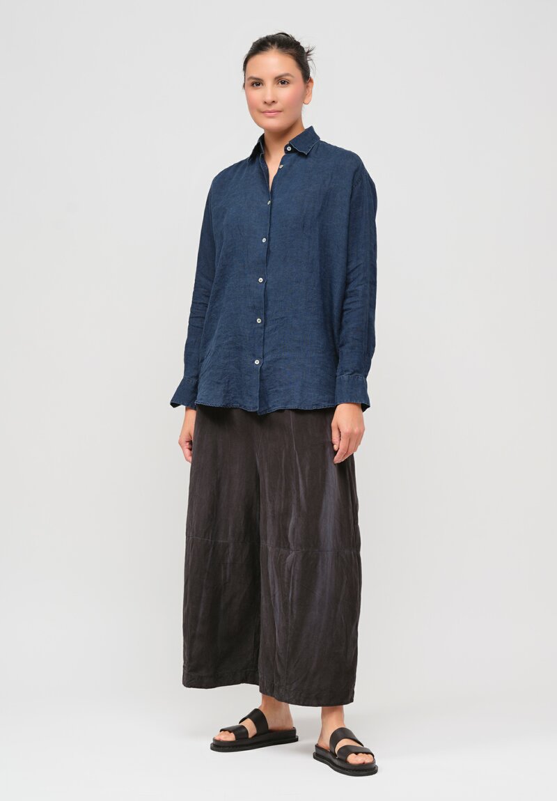 Gilda Midani Linen Square Shirt in Medium Blue	