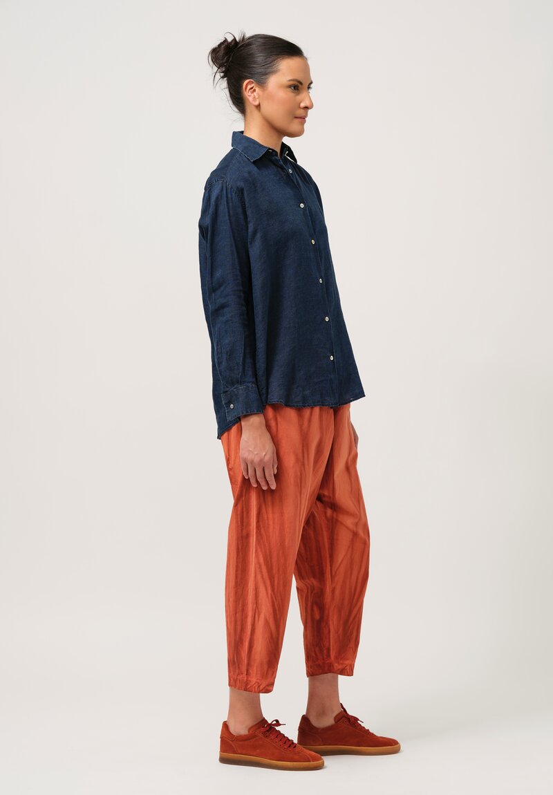 Gilda Midani Linen Square Shirt in Medium Blue