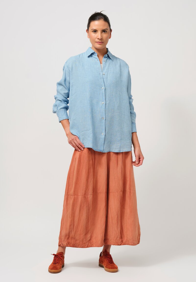 Gilda Midani Linen Square Shirt in Light Blue