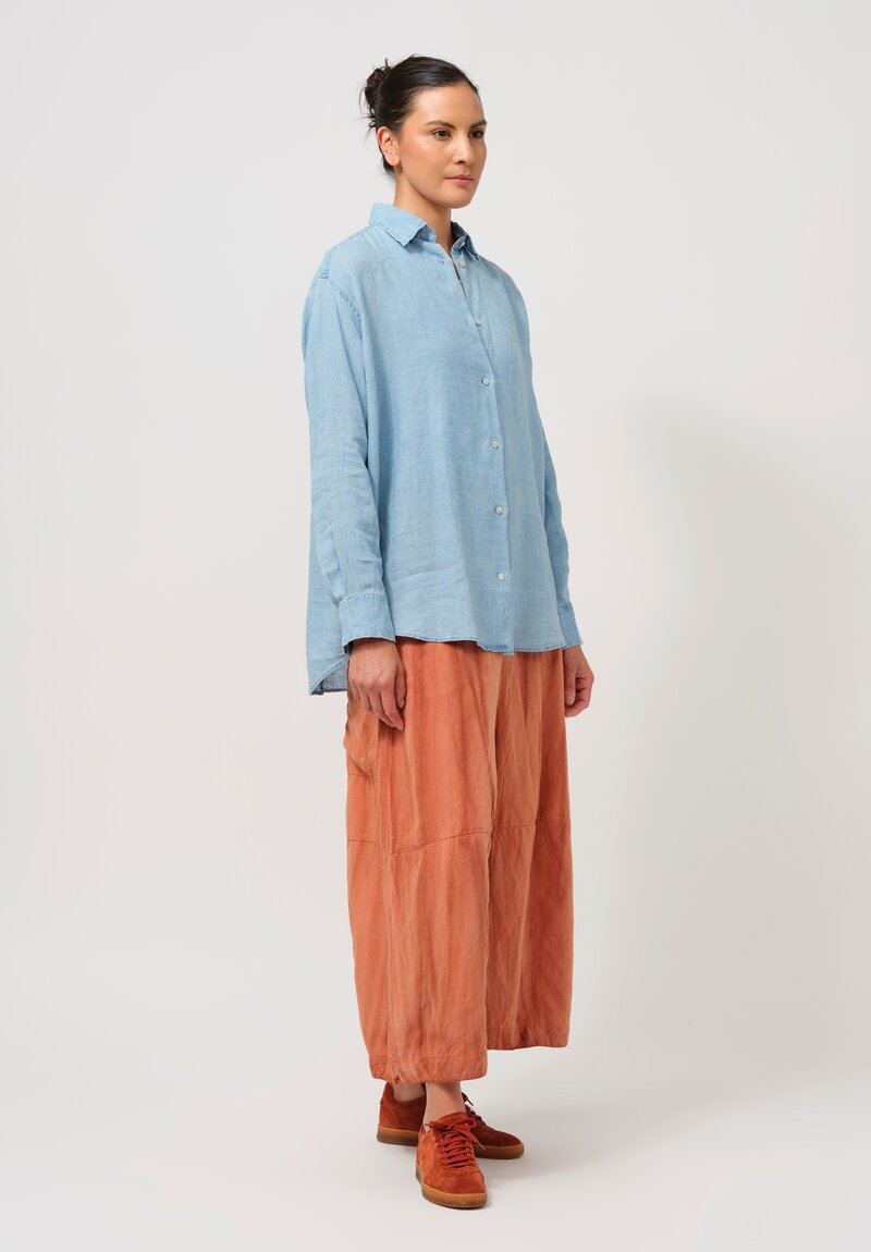 Gilda Midani Linen Square Shirt in Light Blue