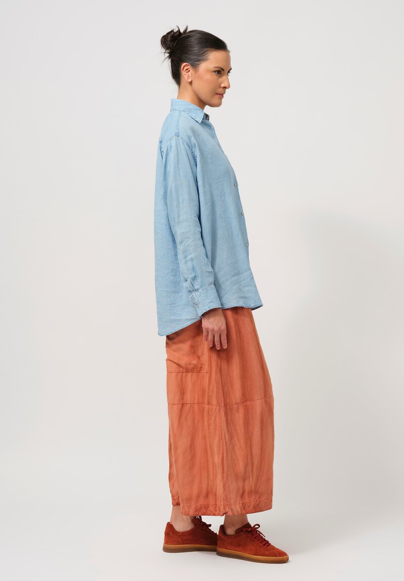 Gilda Midani Linen Square Shirt in Light Blue