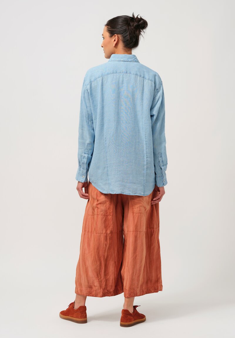 Gilda Midani Linen Square Shirt in Light Blue