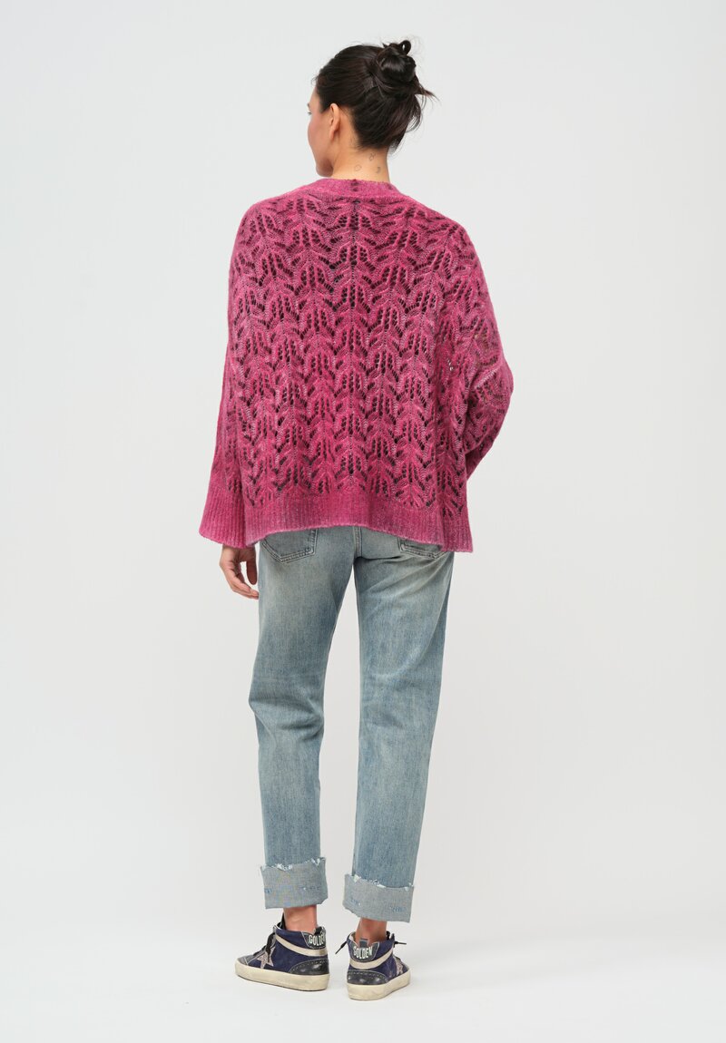 Avant Toi Cashmere & Silk Lace Knit Sweater in Nero Clematis Purple	