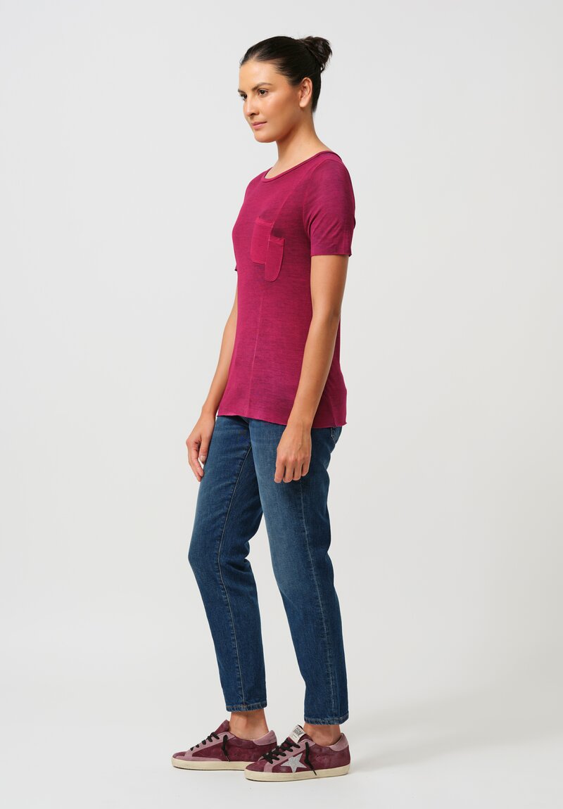 Avant Toi Hand-Painted Cut Pocket Tee in Nero Clematis Purple