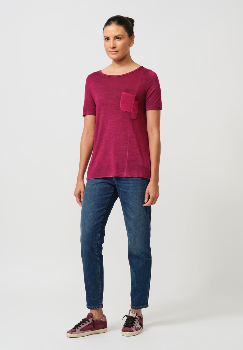 Avant Toi Hand-Painted Cut Pocket Tee in Nero Clematis Purple