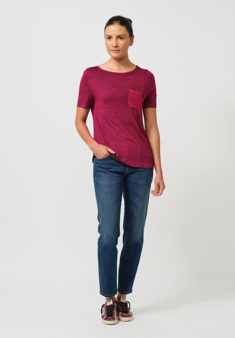 Avant Toi Hand-Painted Cut Pocket Tee in Nero Clematis Purple