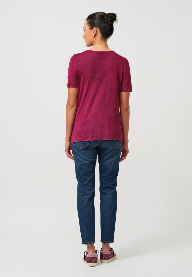 Avant Toi Hand-Painted Cut Pocket Tee in Nero & Clematis Purple