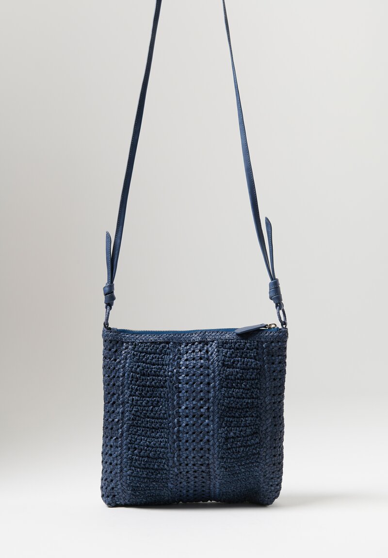 Massimo Palomba Leather Handwoven Elsa Shoulder Bag in Cobalto Blue	